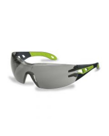 Picture of UVEX PHEOS Safety Glasses - Grey Lens, Fluoro Green / Black Frame