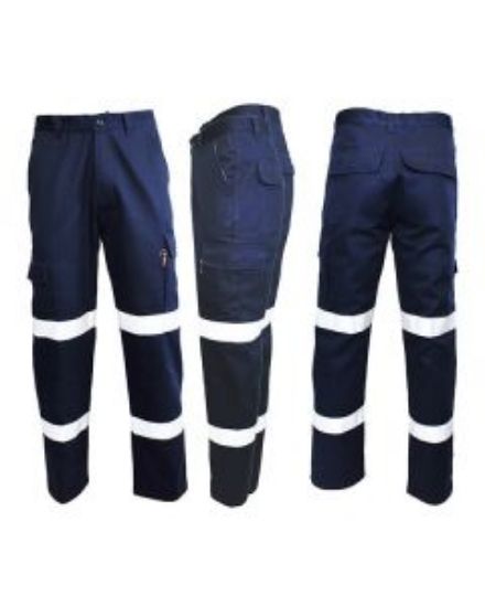 Picture of Navy Taped Cargo Drill  Trousers - 102S