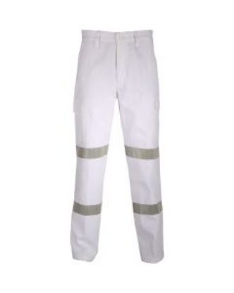Picture of COTTON DRILL CARGO PANTS W/DOUBLE HOOP REF. TAPE 311gsm, 132S, White