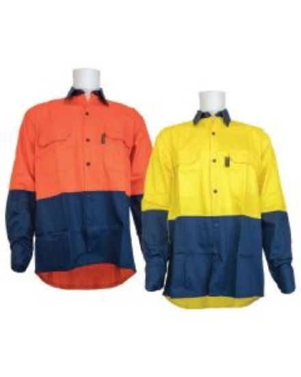 Picture of Two Tone Long Sleeve Cotton Drill Shirt 190gsm