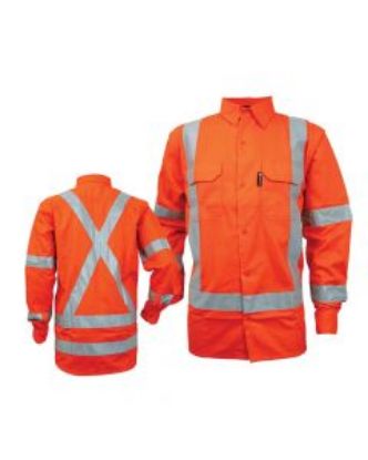 Picture of Long Sleeve Cotton Drill Shirt - Day/Night Orange