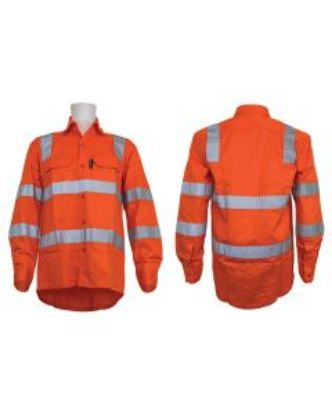 Picture of 150gsm Cotton Drill Shirt Taped Orange - VIC Rail Standard