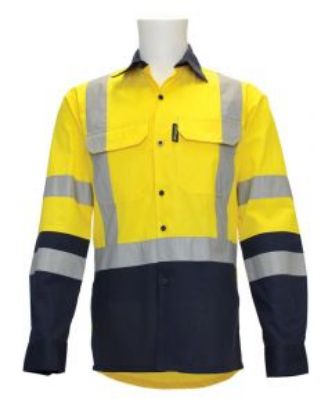 Picture of Long Sleeve Drill Shirt - Coolsafe Reflective Tape, Yellow/Navy