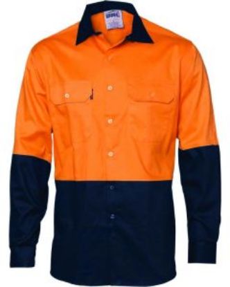 Picture of Hi-vis Two Tone Cotton Drill Shirt - Long Sleeve