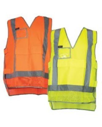 Picture of Vest - Hi-vis Poncho Style, Taped x Pattern with Clear ID Pocket