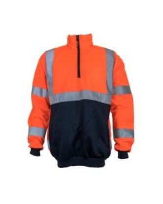 Picture of Hi-Vis Sloppy Joe Jumper, Taped 1/4 Zip Crew Neck 