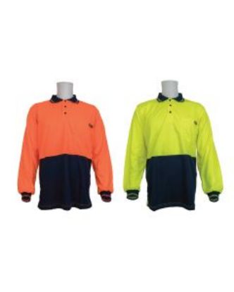 Picture of Hi-Vis Long Sleeve Polo Shirt - Lightweight Micromesh