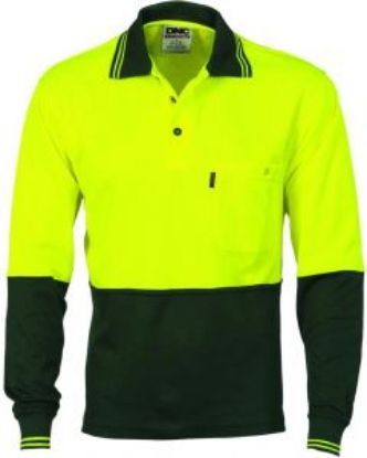 Picture of Cotton Back, Long Sleeve Hi-vis Two Tone Fluoro Polo 