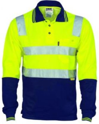 Picture of Cotton Back Long Sleeve Hi-vis Two Tone Polo Shirt with CSR Reflective Tape