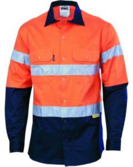 Picture of DNC Hi Vis Long sleeve Drill Shirt with Reflective Tape