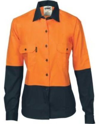 Picture of Ladies Long Sleeve Hi-vis 2 Tone Drill Shirt