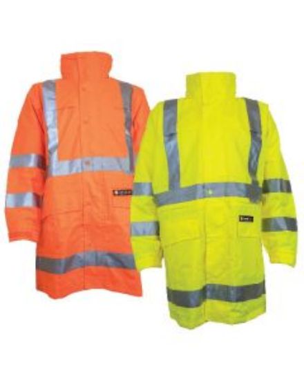 Picture of Hi-Vis Rainwear Jacket With Reflective x Pattern - Cold / Wet Weather Jacket