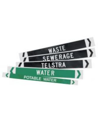 Picture of Adhesive Vinyl Pipe Marker, Hot Water Return, 10 Pack