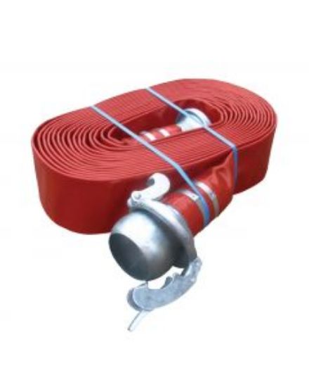 Picture of Red PVC Layflat hose kit, 20m x 100 mm ID / 4" ID fitted with Bauer fittings