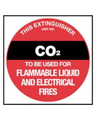 Picture of Fire Sign Placard, This Extinguisher CO2, 150 x 150 mm Poly