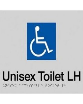 Picture of Disabled Lh Toilet Braille Sign Black/Me 180 x 210mm
