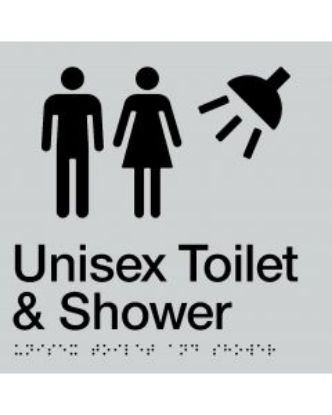 Picture of Door Braille Sign - Unisex Toilet (Silver)
