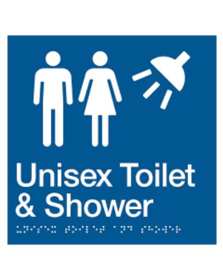 Picture of Door Braille Sign - Unisex Toilet (Blue)