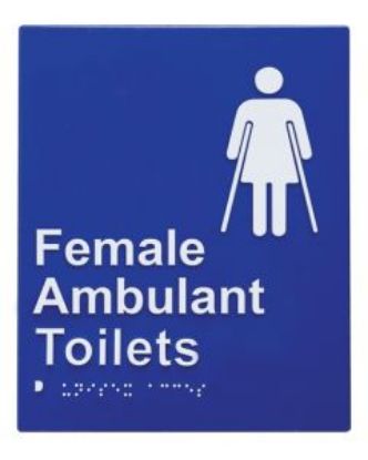 Picture of Door Braille Sign - Female Ambulant Toilet (Blue)