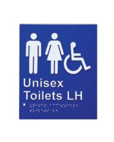 Picture of Door Braille Sign - Unisex Toilet Lh (Blue)