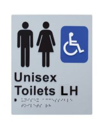 Picture of Door Braille Sign - Unisex Toilet Lh (Silver)