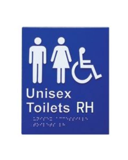 Picture of Door Braille Sign - Unisex Toilet Rh (Blue)