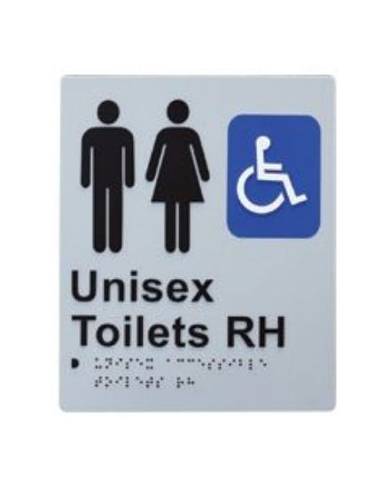 Picture of Braille Door Sign Unisex Toilet Right Hand