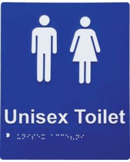 Picture of Door Braille Sign - Unisex Toilet (Blue)
