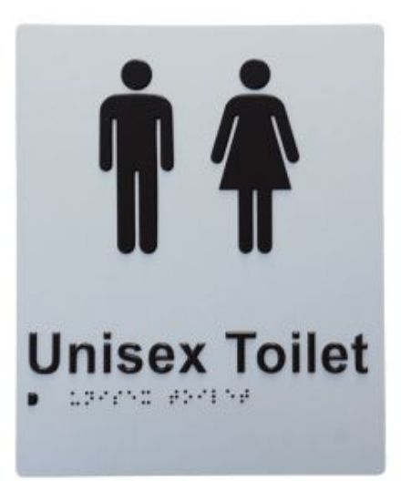 Picture of Door Braille Sign - Unisex Toilet (Silver)