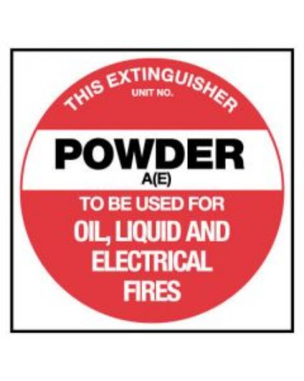 Picture of This Extinguisher Powder A(E) Fire Safety Sign Placard