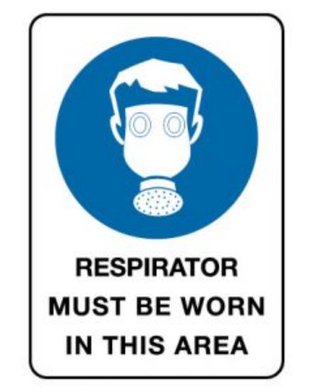 Picture of Mandatory Sign - Respirator Must Be Worn 600 x 450 mm Poly