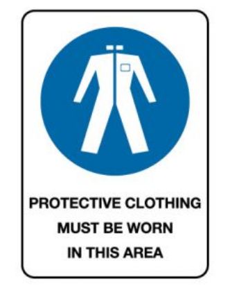 Picture of Mandatory Sign - Protective Clothing Must Be Worn 600 x 450 mm Poly