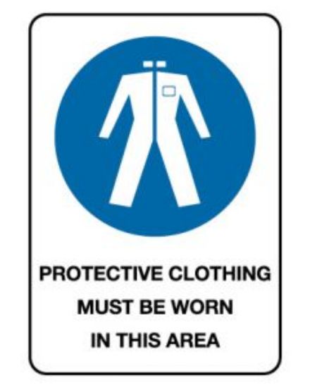 Picture of Mandatory Sign - Protective Clothing Must Be Worn 600 x 450 mm Poly