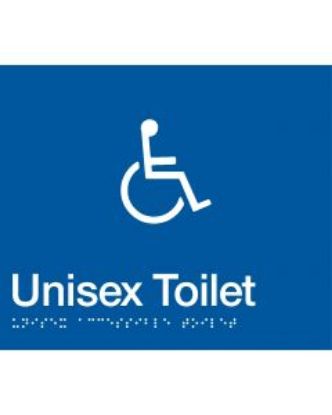 Picture of Disabled Unisex Toilet Braille Sign Blue
