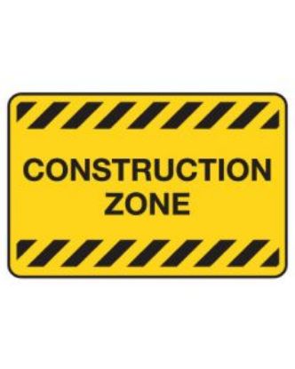 Picture of Warning Sign - Construction Zone 450 x 600mm Poly