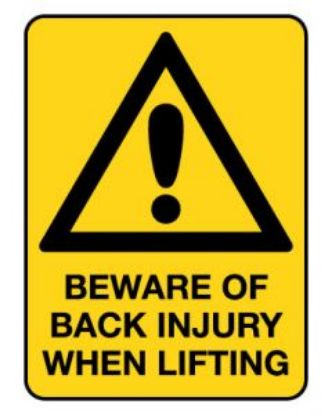 Picture of Warning Sign - Beware Of Back Injury 600 x 450mm Poly