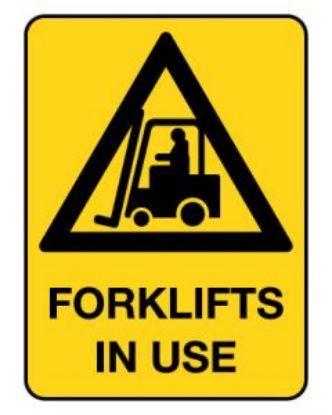 Picture of Warning Sign - Forklifts In Use 600 x 450 mm Poly