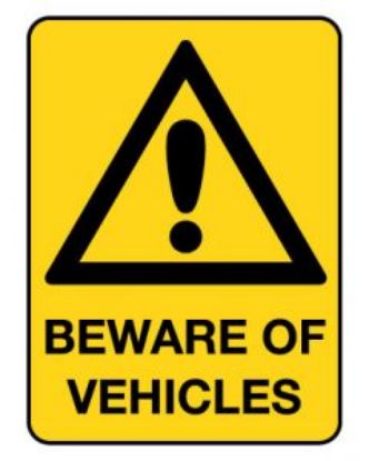 Picture of Warning Sign - Beware Of Vehicles 600 x 450 mm Poly
