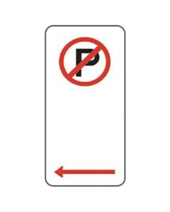 Picture of No Parking Sign With Left Arrow 225 x 450mm