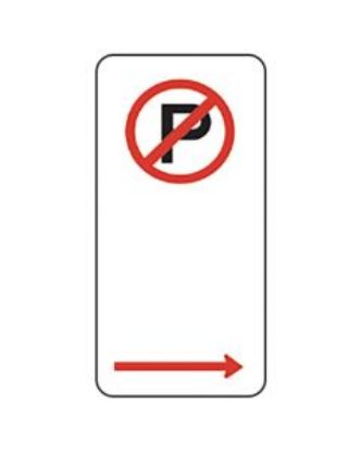 Picture of No Parking Sign With Right Arrow 225 x 450mm