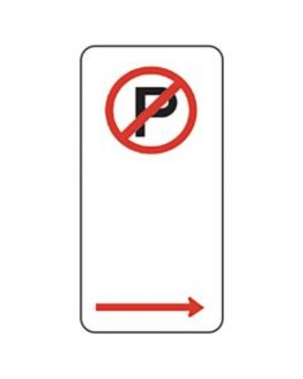 Picture of No Parking Sign With Right Arrow 225 x 450mm
