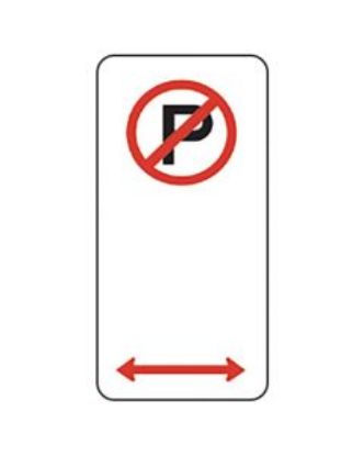 Picture of No Parking Sign With Left/Right Arrow 225 x 450mm