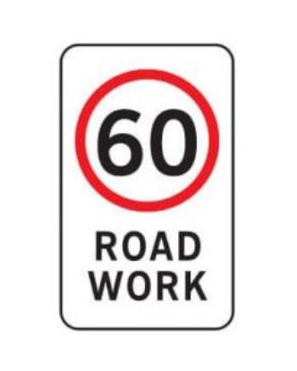 Picture of 60 Km/h Road Work Regulatory Sign - 600 x 1200mm