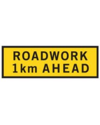 Picture of Boxed Edge Sign - ROADWORK 1KM AHEAD 2400 x 900mm