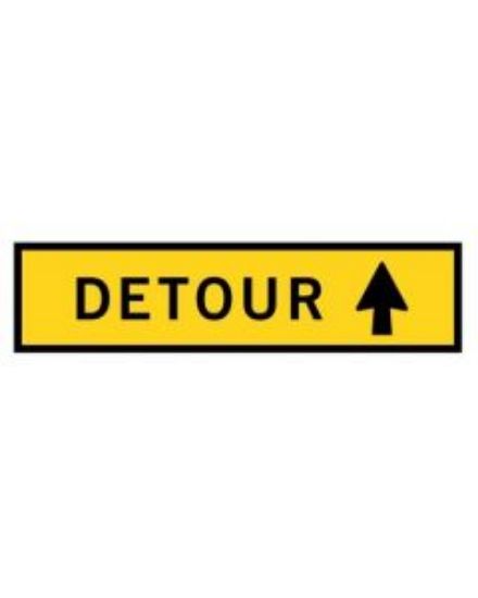 Picture of Boxed Edge Road Sign - DETOUR STRAIGHT 1200 x 300mm