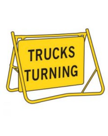 Yalanji Supplies. Swing Stand Sign - Trucks Turning 900 x 600mm