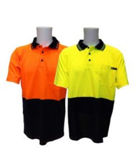 Picture of Hi Vis Short Sleeve Polo Shirt - Orange/Navy Or Yellow/Navy