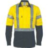 Picture of DNC Work Wear Hi-vis Orange/Navy Cotton Drill Shirt