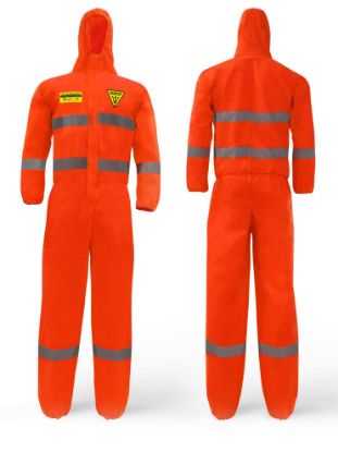 Picture of Coverall TRIDENT® SMS Type 5 / Type 6 Orange + Reflective Tape - Medium