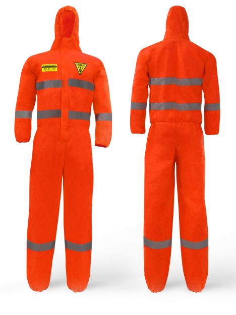 Picture of Coverall TRIDENT® SMS Type 5 / Type 6 Orange + Reflective Tape 